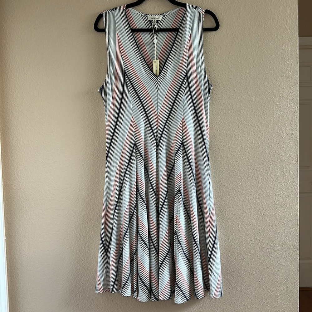 Max Studio fit and flare striped dress
